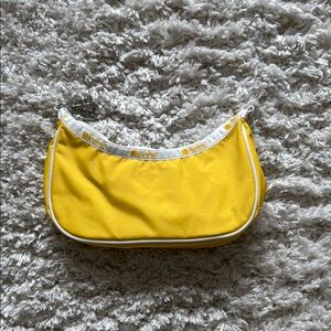 Lesportsac Yellow and White Shoulder Bag with Crescent Shape